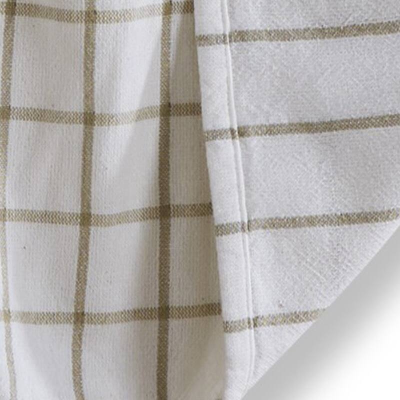 Classic Reversible Double Cloth White Windowpane Cotton Machine Washable Kitchen Dishtowel 26L x 18W in.