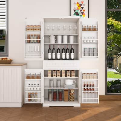 Pantry Cabinet, 71.65" Tall Storage Cabinet with Drawer, 2 Cabinets & 6 Door Shelves, Adjustable Shelves, Freestanding Cupboard