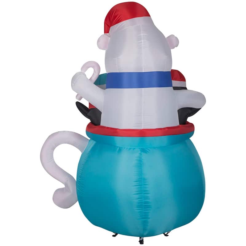 Gemmy Christmas Airblown Inflatable Hot Cocoa Mug Scene, 6.5 ft Tall
