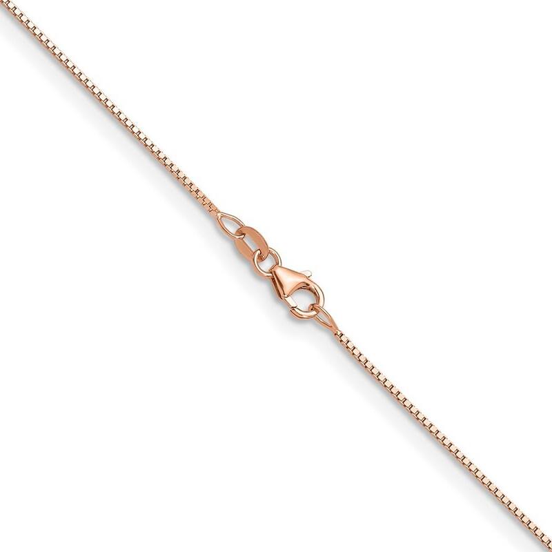 Curata Italian 14k Rose Gold 0.9mm Box Chain Necklace For Women (Lobster)