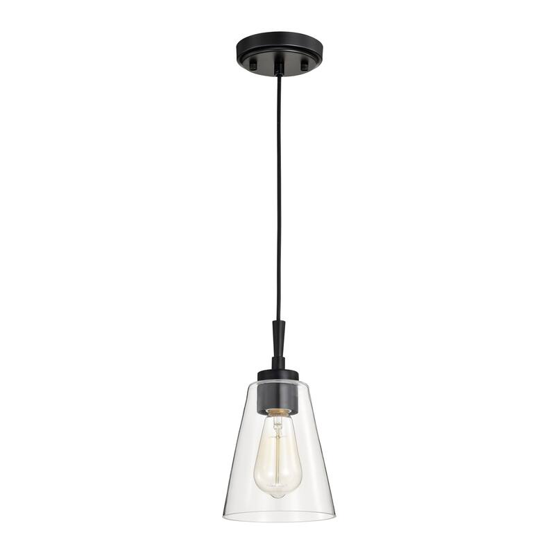Briarwood 5.9 in. 1-Light Pendant with Clear Cone Glass Shade