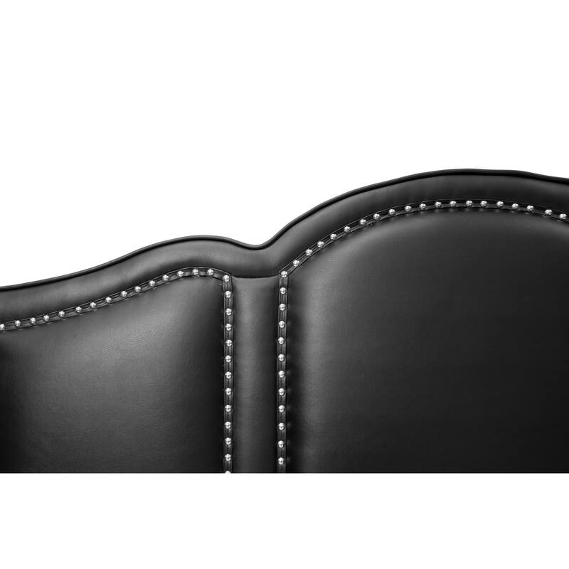 Full Size Faux Leather Panel Bed with Wood Frame