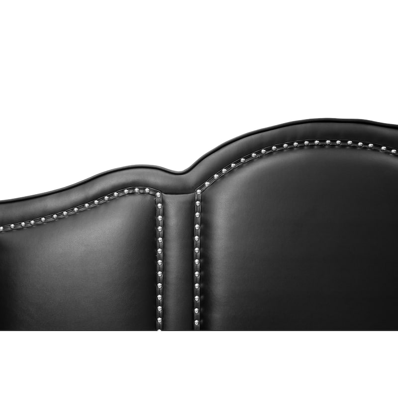 Queen Size Faux Leather Panel Bed with Wood Frame