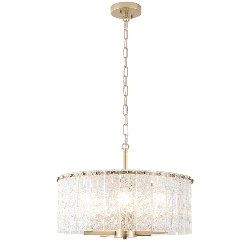 5-Light Modern Round Drum Chandelier, Classic Semi Flush Mount Chandelier, Kitchen Island Pendant Light for Dining Room - N/A - Spray Gold