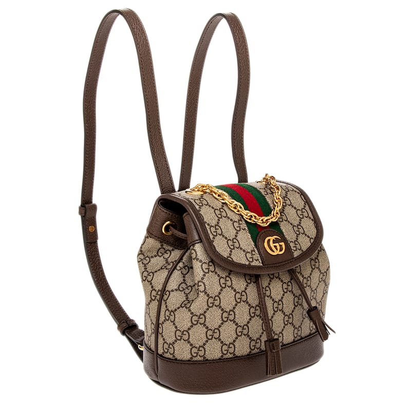 Gucci Ophidia Mini Backpack - Beige and Dark Brown
