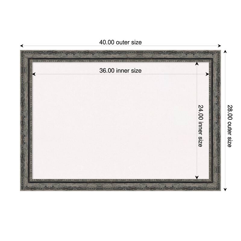 Filigree Matte Black Framed Cork Board - Bulletin Board, Organization Board, Pin Board - White - 40 x 28 in