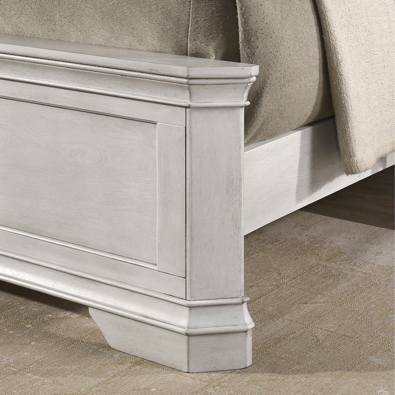 Roundhill Furniture Maderne Traditional Wood Panel Bed with Dresser, Mirror, Nightstand, Chest