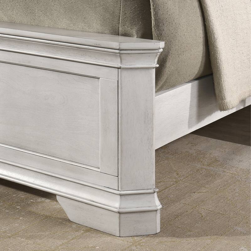 Roundhill Furniture Maderne Traditional Wood Panel Bed with Dresser, Mirror, Two Nightstands