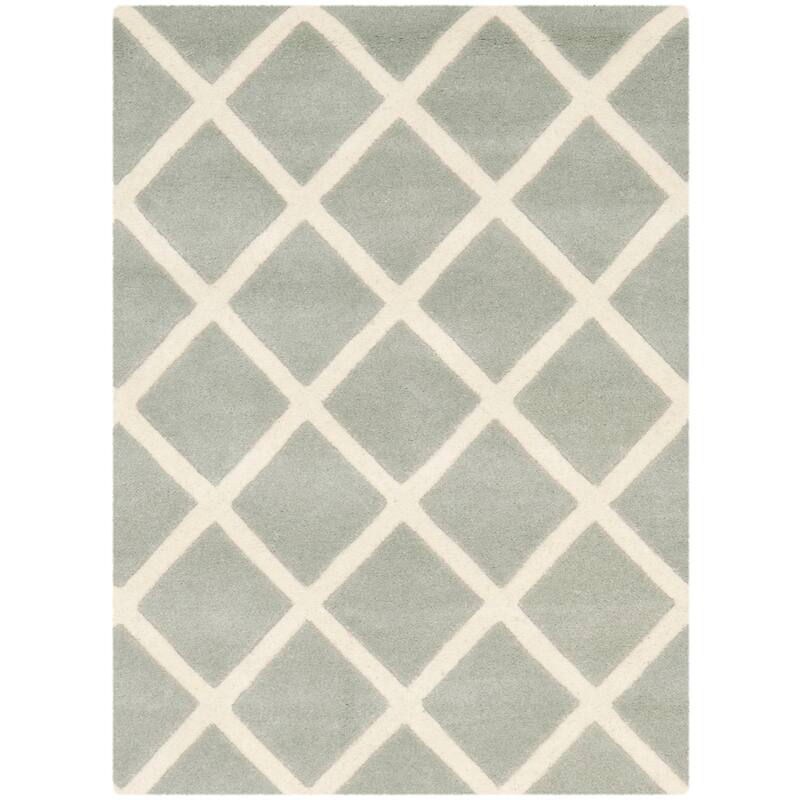 SAFAVIEH Handmade Chatham Retha Modern Moroccan Wool Rug - 2' x 3' - Grey/Ivory - Rectangle