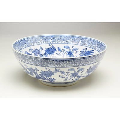 Aa Importing 59816 Blue And White Bowl - 5.5 X 14 X 14 inches