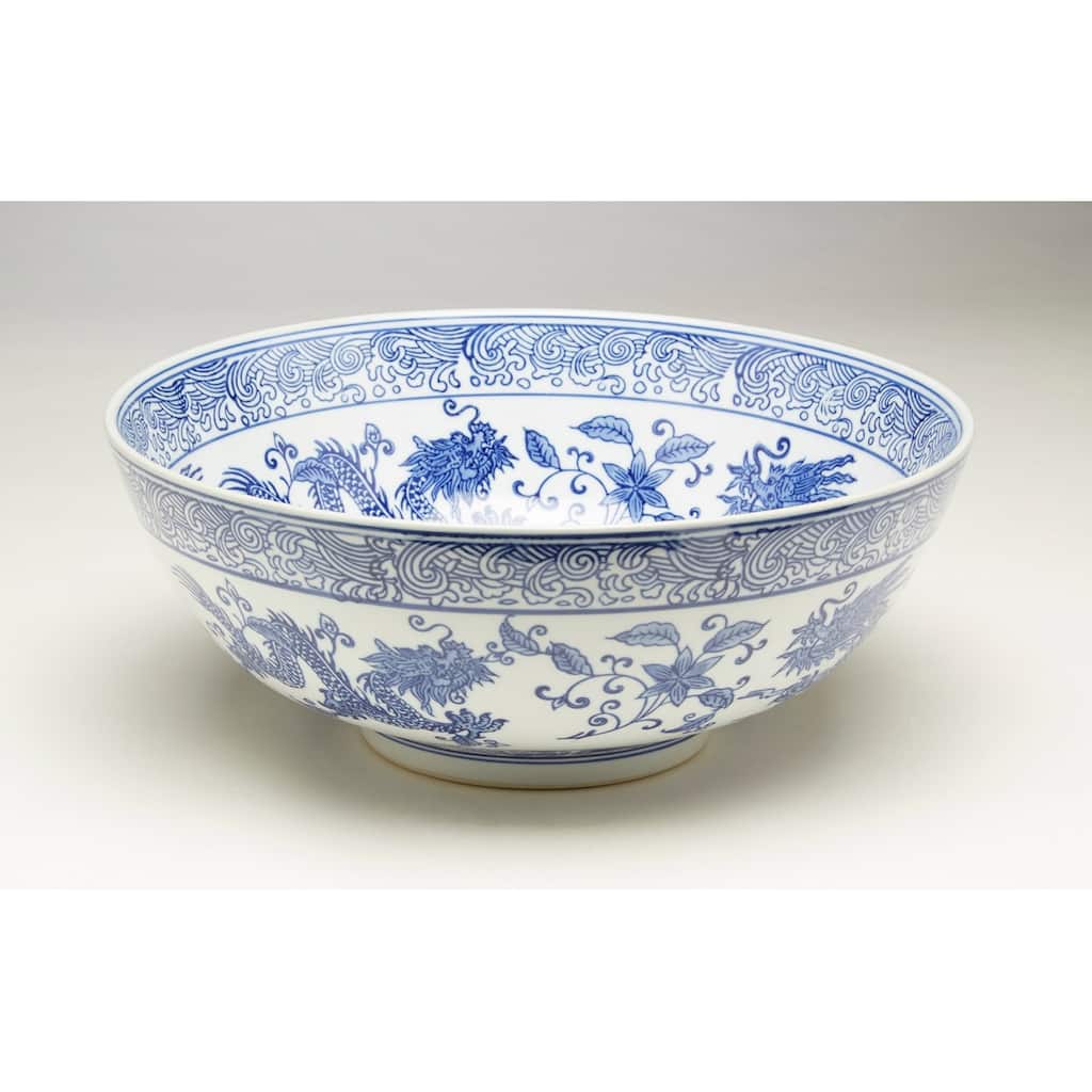 Aa Importing 59816 Blue And White Bowl - 5.5 X 14 X 14 inches