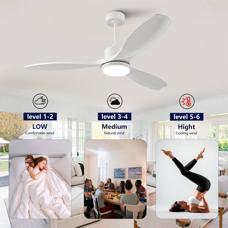 52" Ceiling Fan with Light, Remote Control Operation, Reversible DC Motor