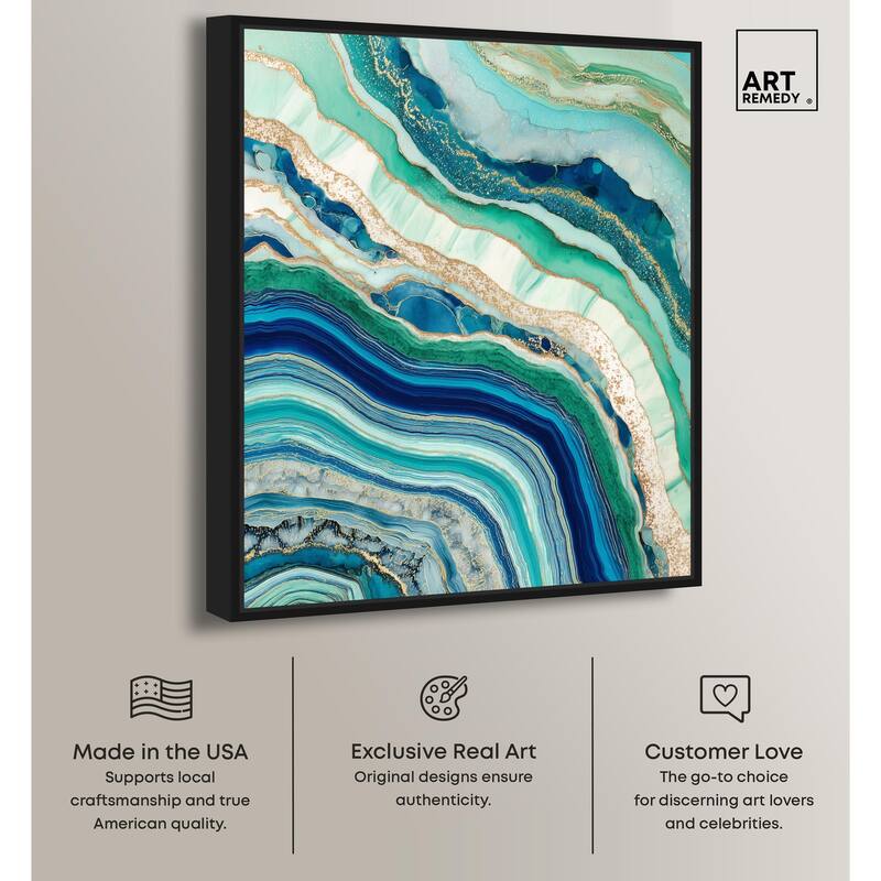 Blue Green Abstract Agate II Canvas by Art Remedy