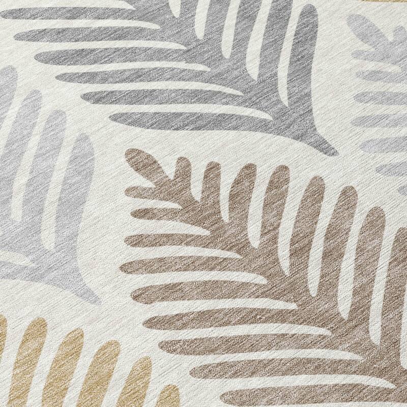 Machine Washable Indoor/ Outdoor Modern Fern Chantille Rug