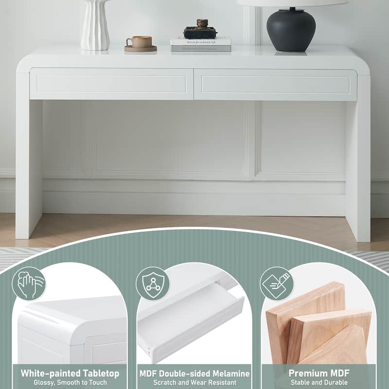 Christopher Knight Home - Varenne Curved MDF Console Table with Dual-Drawer Storage
