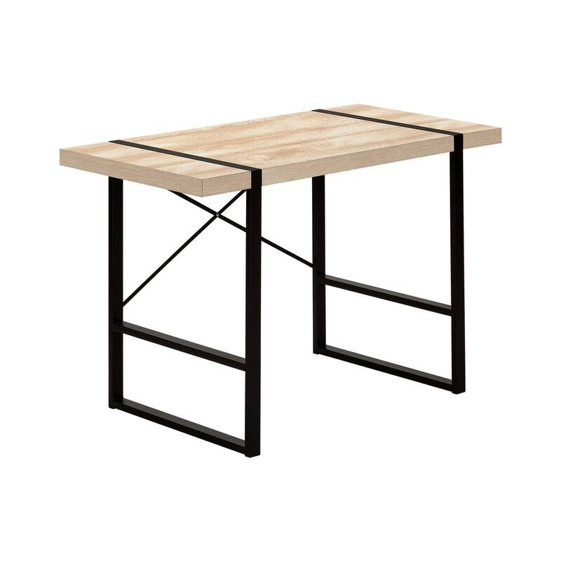 Computer Desk, Home Office, Laptop, 48"l, Work, Natural Laminate, Black Metal, Contemporary, Modern