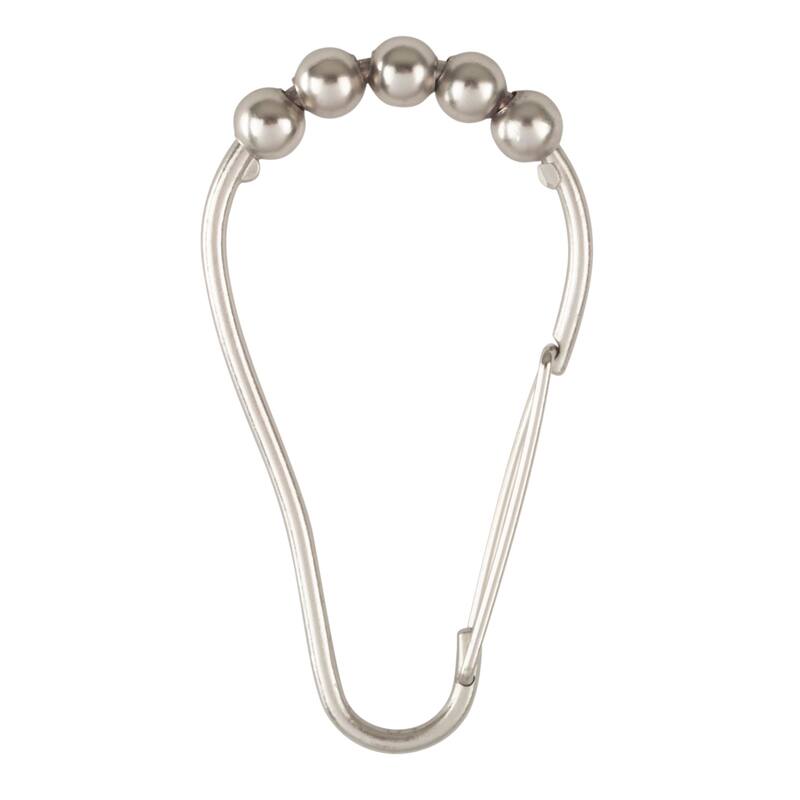 Bath Bliss 12 Pack Carabiner Shower Curtain Roller Rings in Chrome