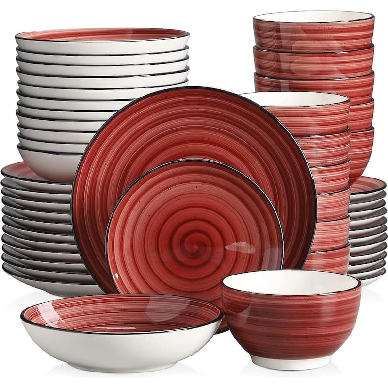 vancasso Bonbon Stoneware 48-Piece Dinnerware Set(Service for 12) - Red