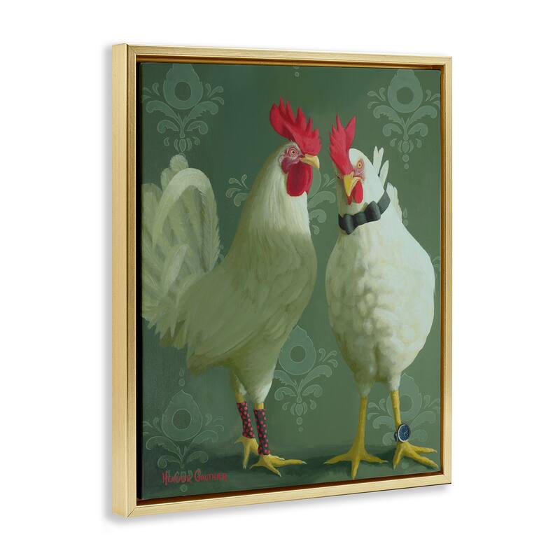 Stupell Stylish Roosters Pair Framed Floater Canvas Wall Art Design By Heather Gauthier