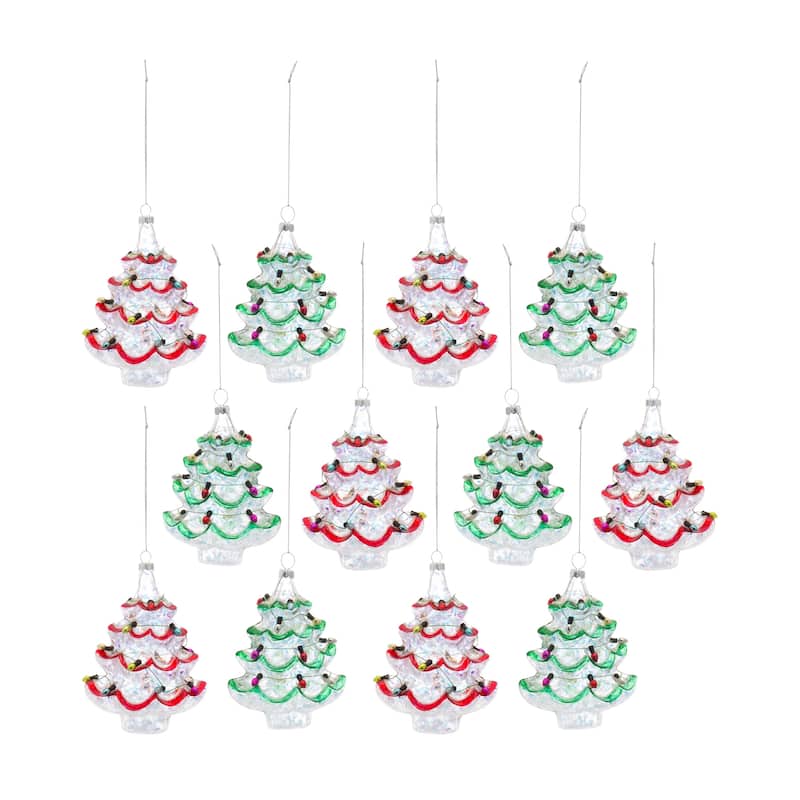 Tree w/Lights Ornament (Set of 12) - Red