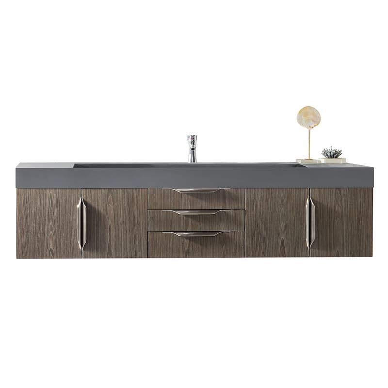 James Martin Vanities Mercer Island 72" Single Vanity, Ash Gray with Brushed Nickel Hardware