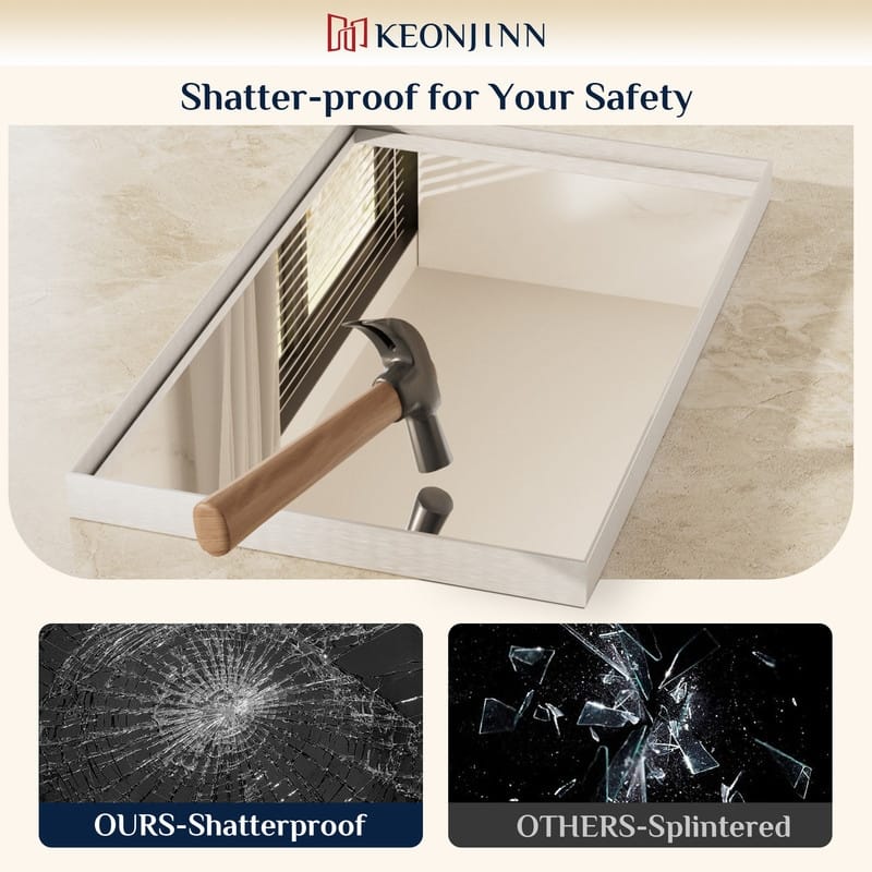 Keonjinn Aluminum Framed Wall Mount Bathroom Vanity Mirror