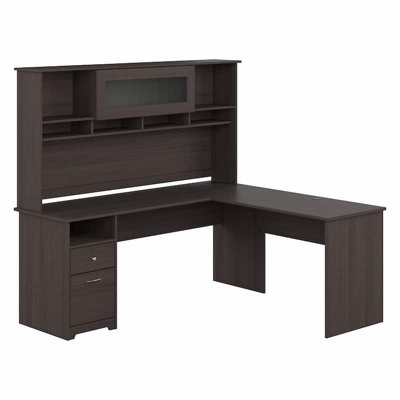 72W L-shaped Computer Desk with Hutch and Drawers by Bush Furniture