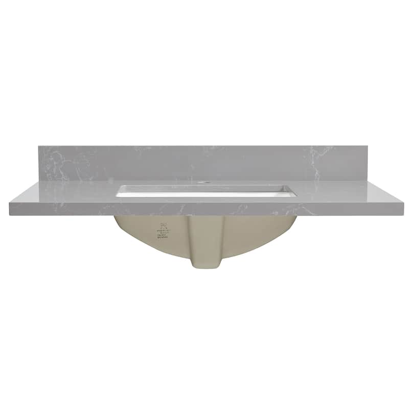 Malaga Composite Stone Vanity Top with White Rectangular Sink