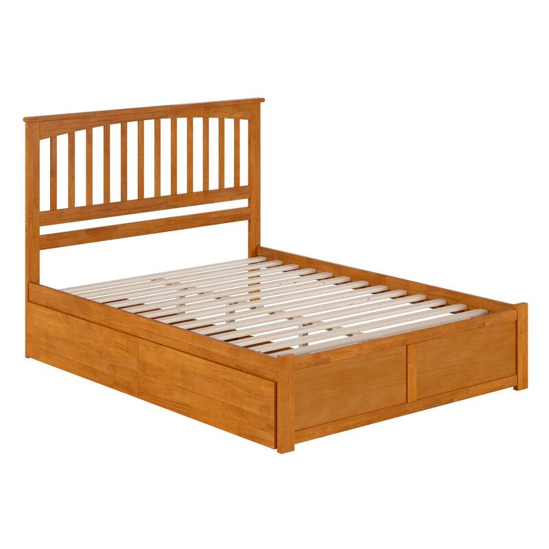 Mission Platform Bed with Footboard and Storage Drawers