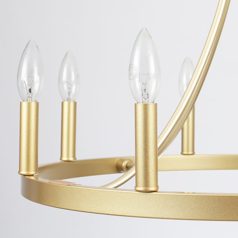 8-Light W23.6" x H82.67" Vintage Rustic Wagon Wheel Chandelier for Living Room