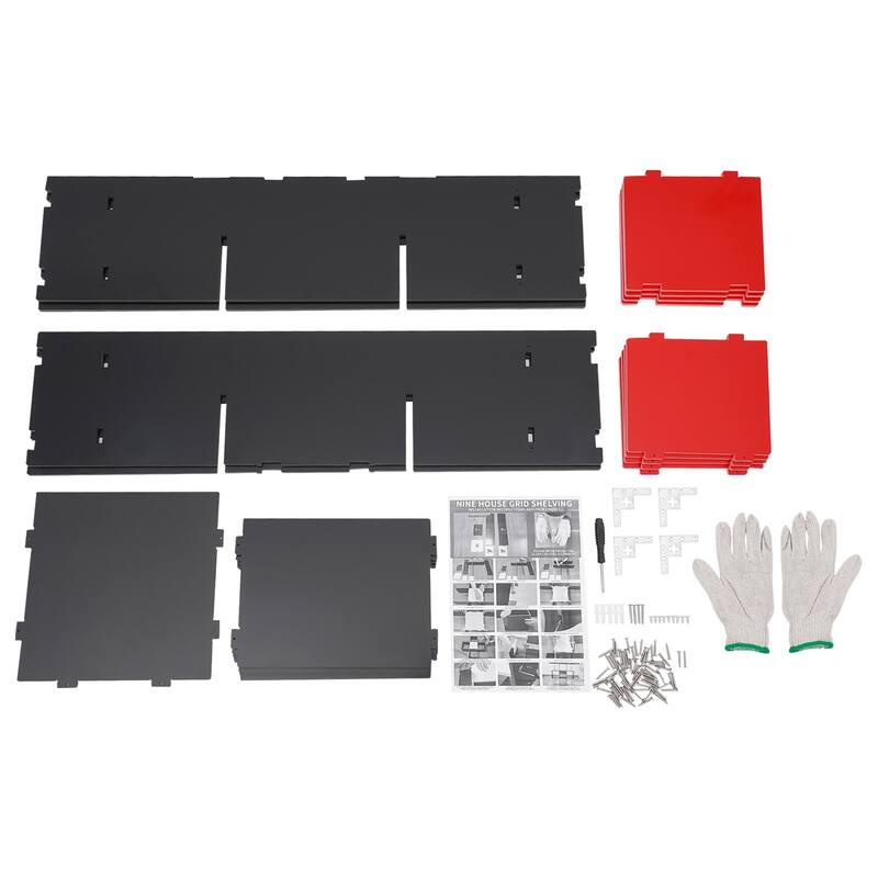 Modern PVC Board Bookcase with 9 Compartments Wall Mounted