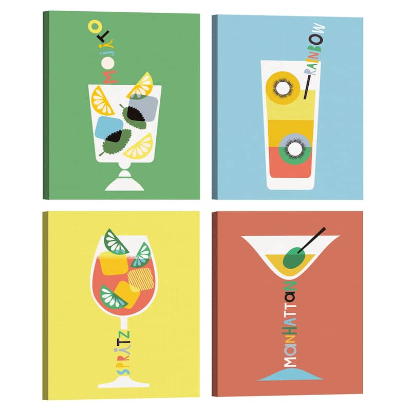 Stylish Cocktail by Sophie Ledesma Set of 4 by Sophie Ledesma Canvas Art Prints