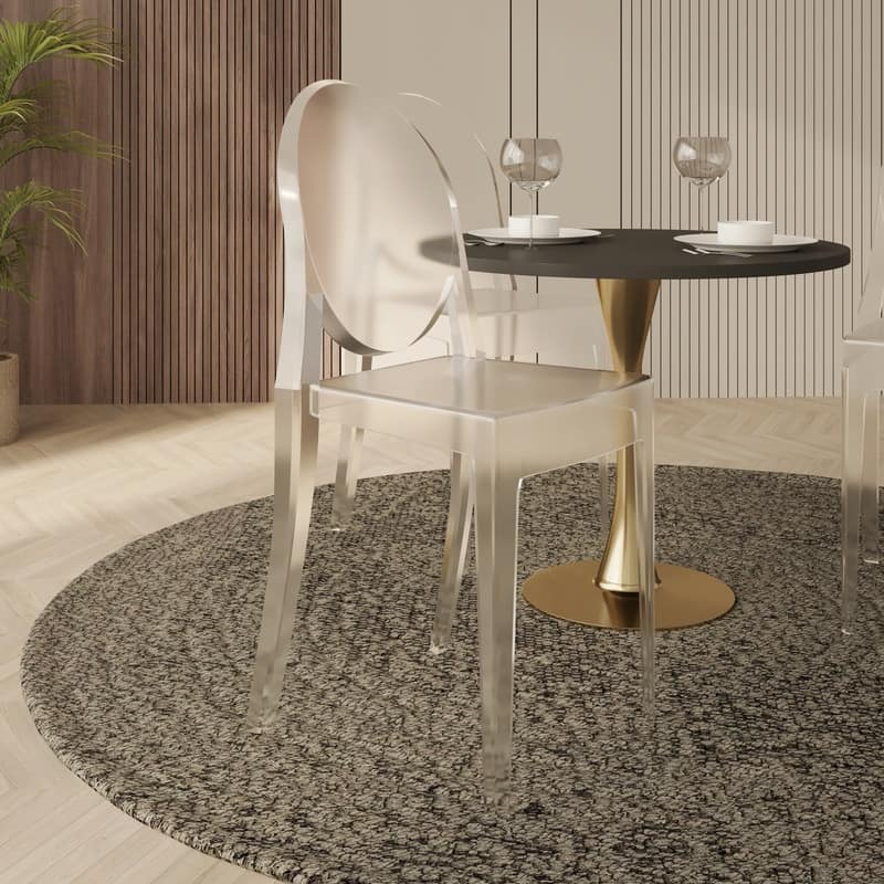 Marion Modern Stackable Transparent Acrylic Armless Dining Chair with Weather-Resistant Side Chair for Indoor Outdoor