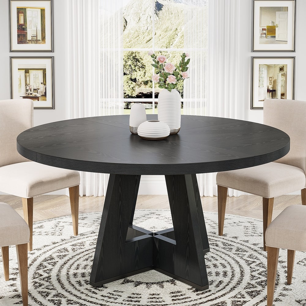 47-inch Round Dining Table Wood Dinner Table for 4-6 People