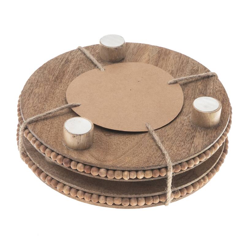 Set Of 2 Mango Wood Beaded Round Trivet Bed Bath & Beyond 38432717