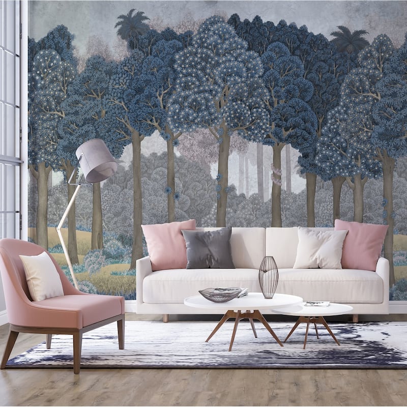 Serene Greenery and Blooming Trees Wallpaper Mural