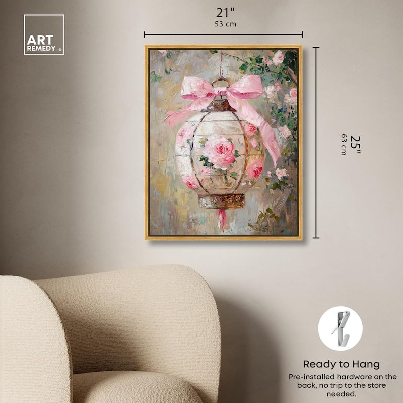 Rose Garden Lantern Canvas by Art Remedy