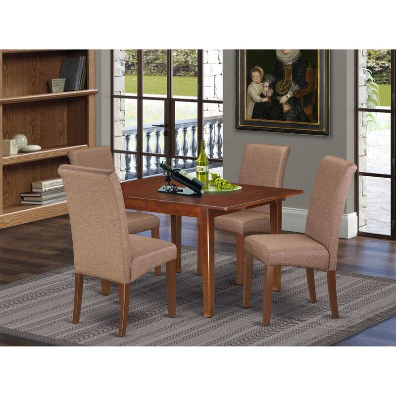 HomeStock 5-Pc Mahogany Finish Solid Wood Top - Dining Room Set - Seats 4