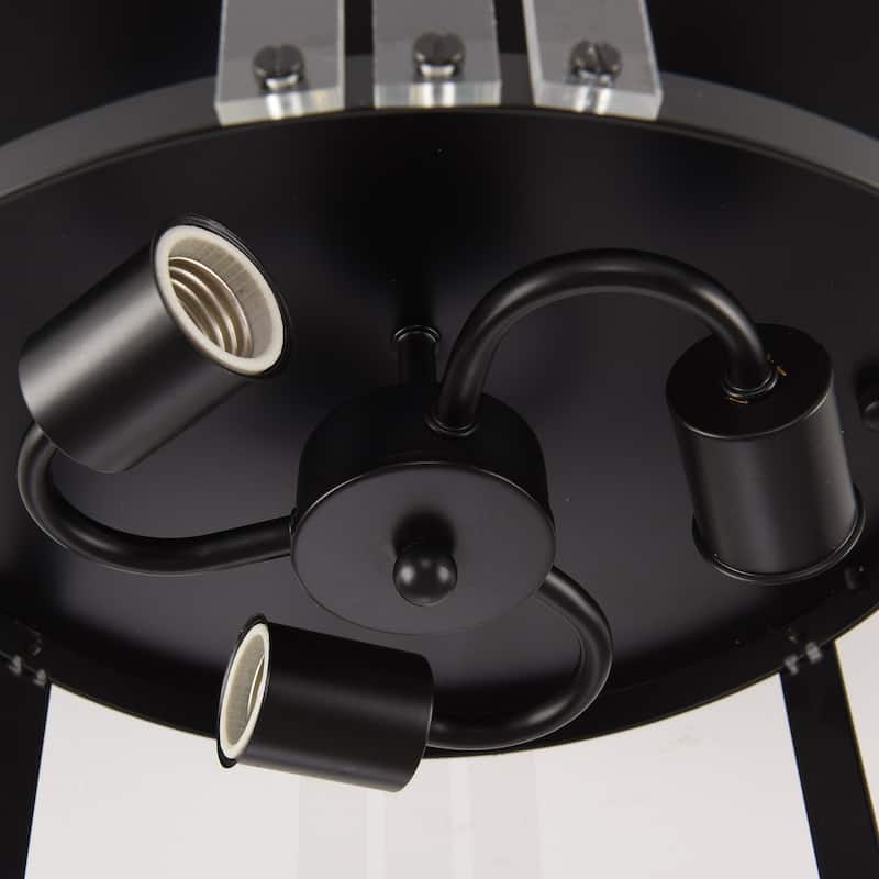 13.3" Industrial Matte Black 3-Light Flush Mount Ceiling Light