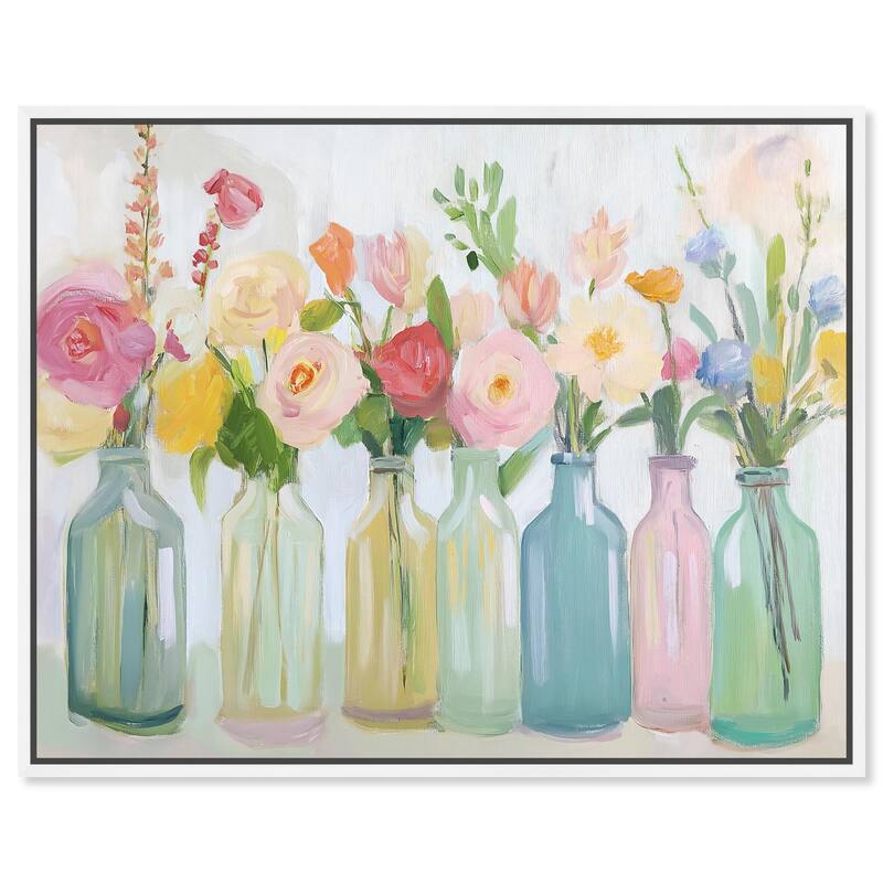 Bottled Blooms Canvas by Art Remedy - White - 24" x 20"