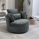 preview thumbnail 62 of 198, 41" W Oversized Accent Barrel Swivel Chair with Moon Storage Ottoman Single Chair - Gray Chenille/Corduroy Pillows