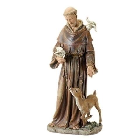 36.5" Brown and Beige St Francis Religious Statue