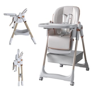 Adjustable Baby High Chair 0-6 Years -Portable Infant Feeding Seat with Safety Belt, Silent Lockable Wheels & Easy-Clean Design