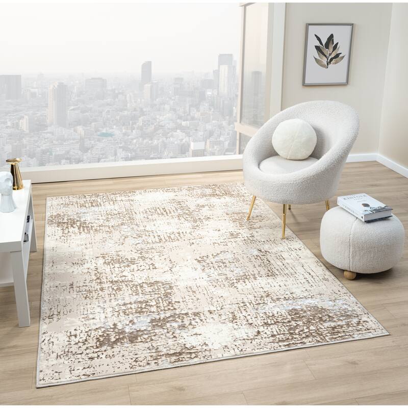Empire Collection Brown/Beige Abstract Area Rug