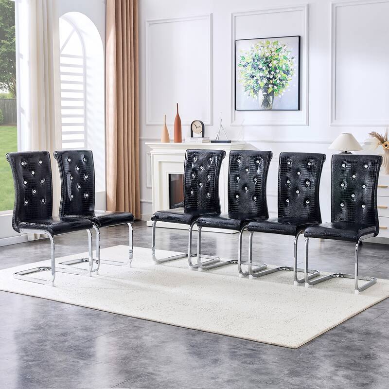 Dining Chair Black Silver Side Chair Kitchen Chair Leisure Chair Lounge Chair Office Chair Armless Chair with Metal Legs