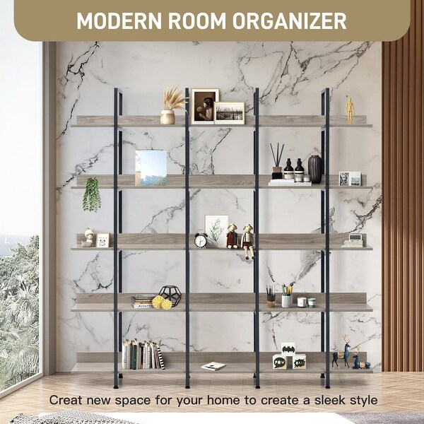 5 Tier Bookcase Home Office Open Bookshelf, Vintage Industrial