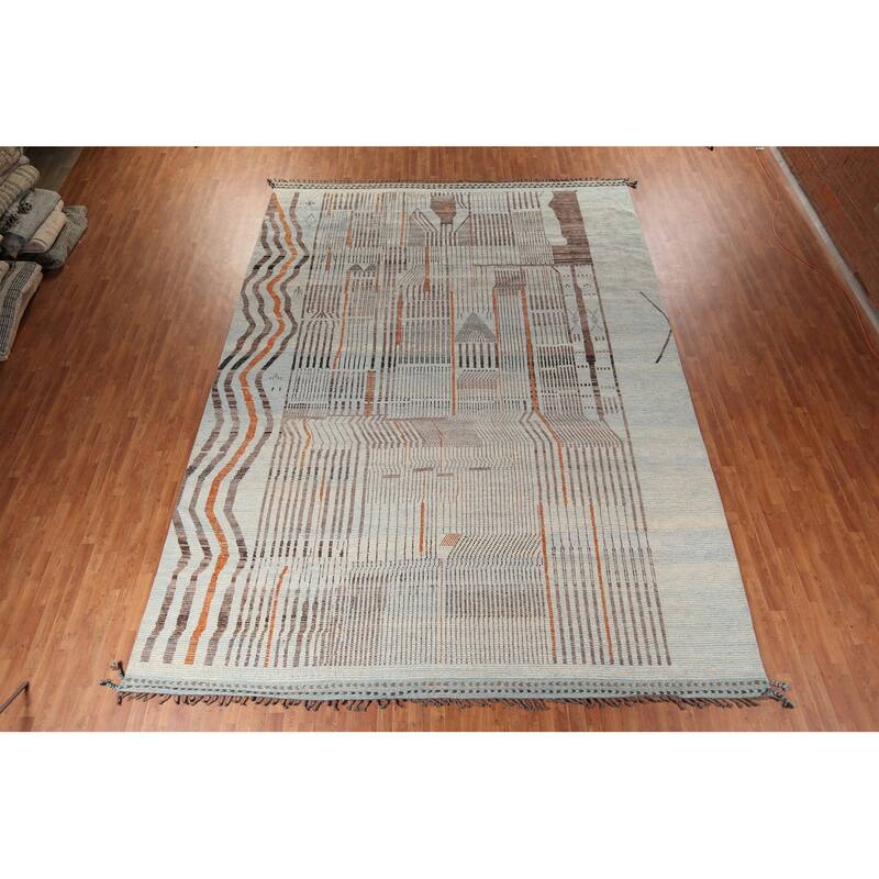 Abstract Moroccan Large Area Rug Handmade Wool Carpet - 11'9" x 15'10"