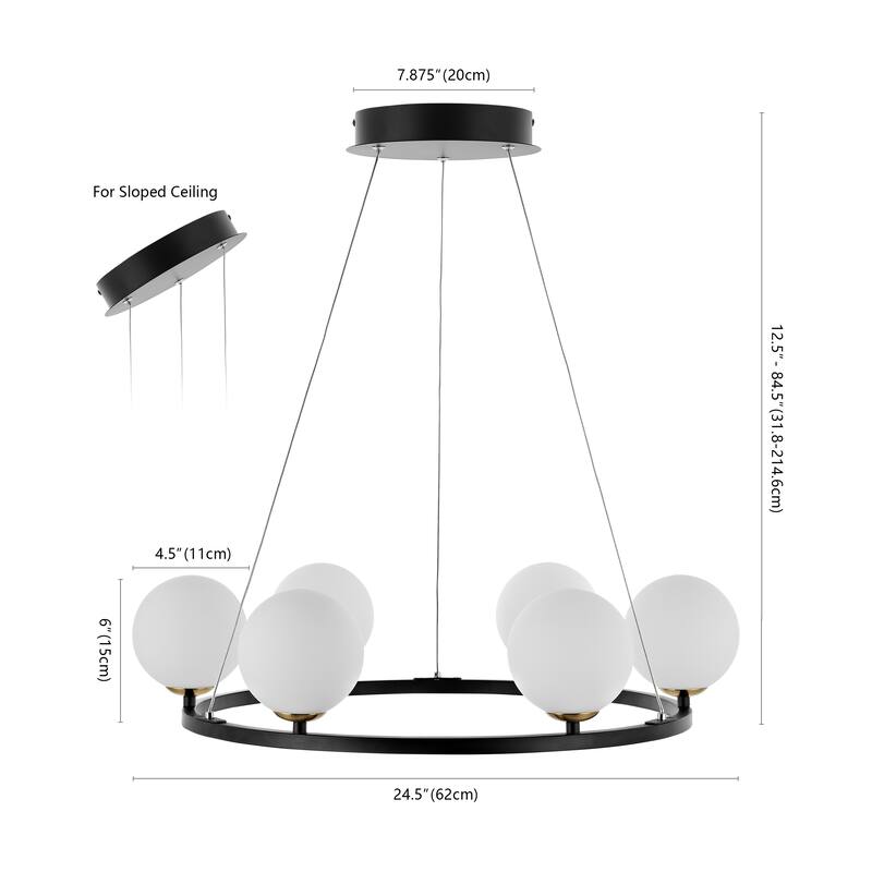 SAFAVIEH Lighting Sunna Chandelier - 25" W x 25" D x 13-85" H - Matte Black