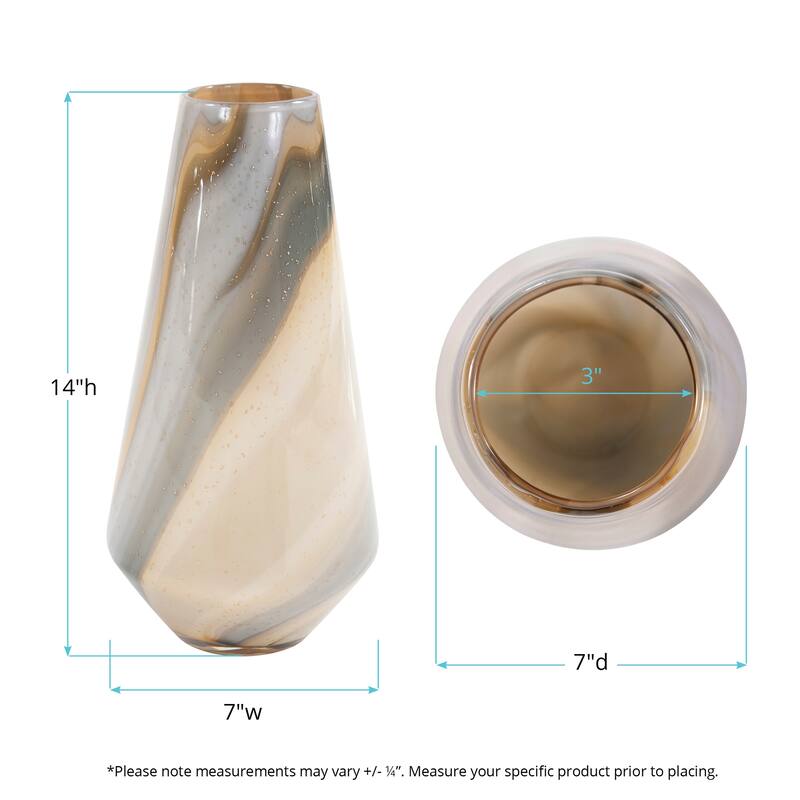 Allan Andrews Hand Blown Decorative Tan Sand Art Glass Tapered Vase