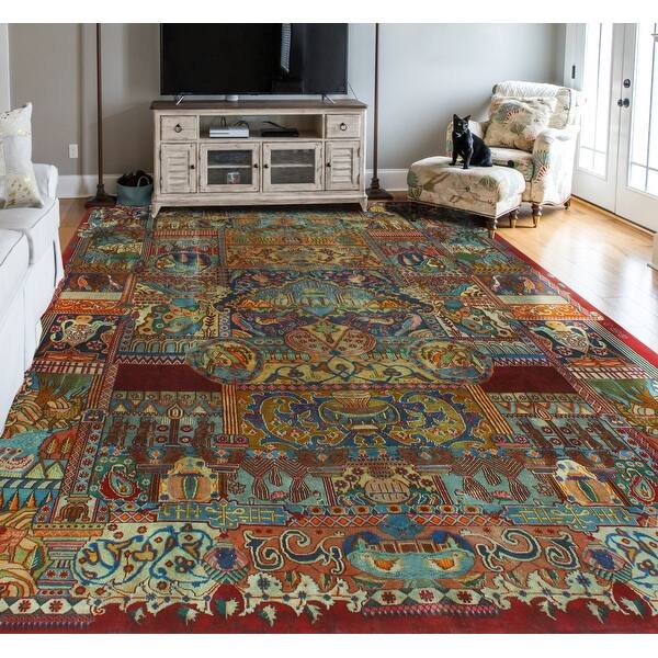 Super Vintage Distressed Galen Red/Blue Rug - 9'6